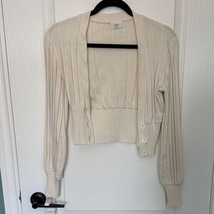 Wilfred Cream Ribbed Cardigan Sweater